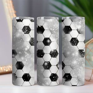 Soccer Faux Glitter 20 oz Tumbler w/ Dual Lids